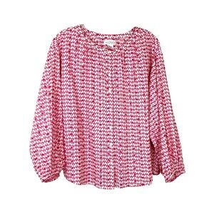 Velvet by Graham & Spencer Women's Button Up Shirt, Size M Pink Embroidery